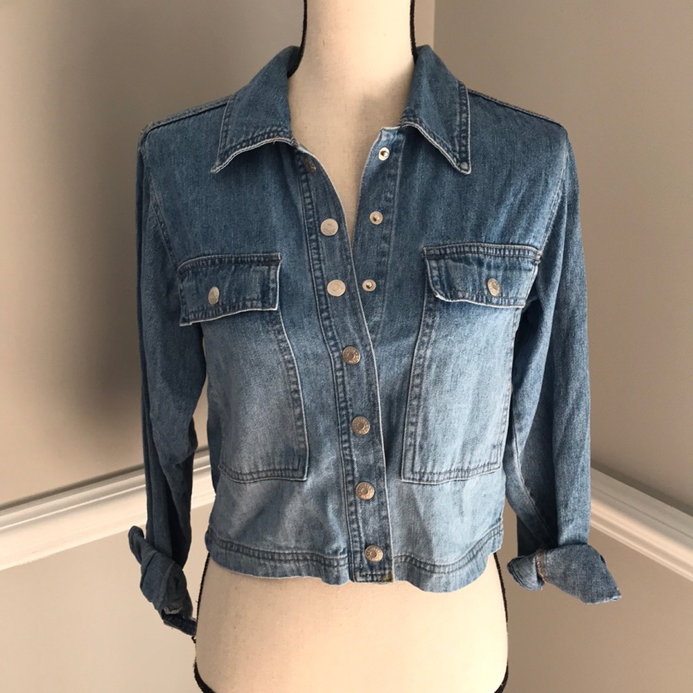 Vintage Express Denim Crop Jacket Sz S - Picture 1 of 5